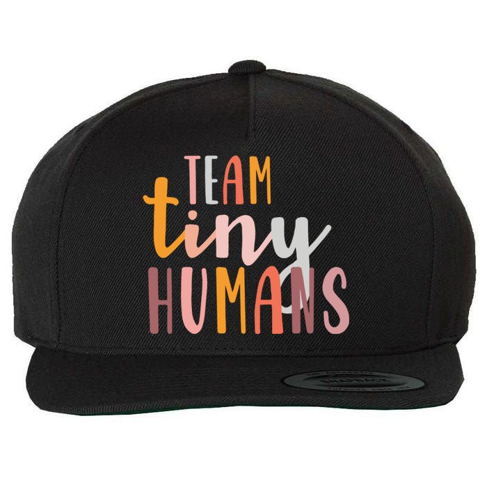 NICU Nurse ICU Neonatal Boho Colorful Retro Team Tiny Humans Wool Snapback Cap