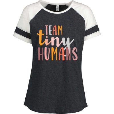 NICU Nurse ICU Neonatal Boho Colorful Retro Team Tiny Humans Enza Ladies Jersey Colorblock Tee