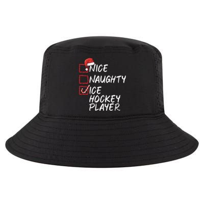 Nice Naughty Ice Hockey Player Funny Christmas List Santa Gift Cool Comfort Performance Bucket Hat