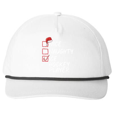 Nice Naughty Ice Hockey Player Funny Christmas List Santa Gift Snapback Five-Panel Rope Hat