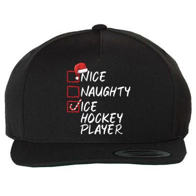 Nice Naughty Ice Hockey Player Funny Christmas List Santa Gift Wool Snapback Cap