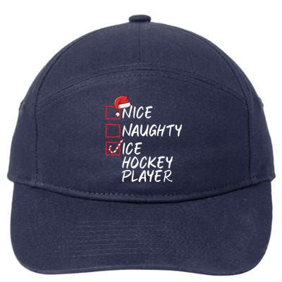 Nice Naughty Ice Hockey Player Funny Christmas List Santa Gift 7-Panel Snapback Hat