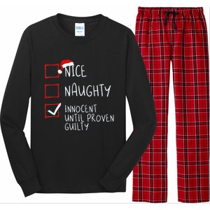 Nice Naughty Innocent Until Proven Guilty Christmas List Gift Long Sleeve Pajama Set