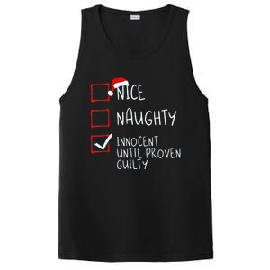 Nice Naughty Innocent Until Proven Guilty Christmas List Gift PosiCharge Competitor Tank