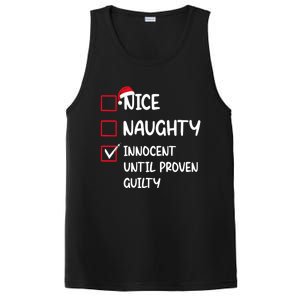 Nice Naughty Innocent Until Proven Guilty Christmas Family Gift PosiCharge Competitor Tank