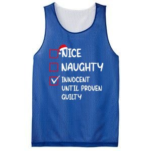 Nice Naughty Innocent Until Proven Guilty Christmas Family Gift Mesh Reversible Basketball Jersey Tank