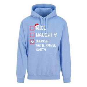 Nice Naughty Innocent Until Proven Guilty Christmas Family Gift Unisex Surf Hoodie