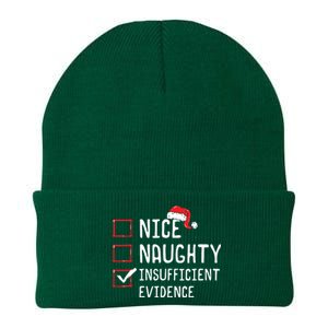 Nice Naughty Insufficient Evidence Christmas List Knit Cap Winter Beanie