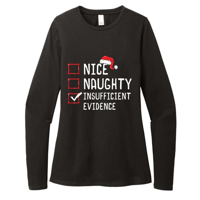 Nice Naughty Insufficient Evidence Christmas List Womens CVC Long Sleeve Shirt