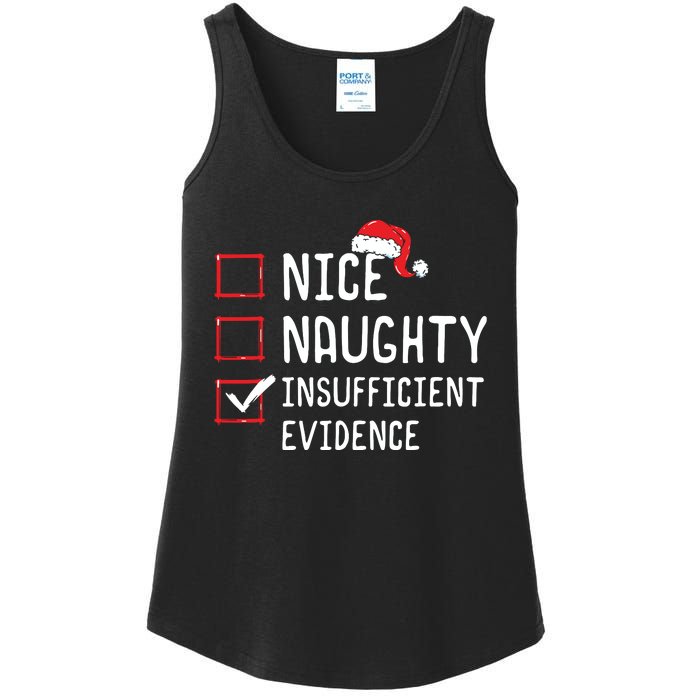 Nice Naughty Insufficient Evidence Christmas List Ladies Essential Tank