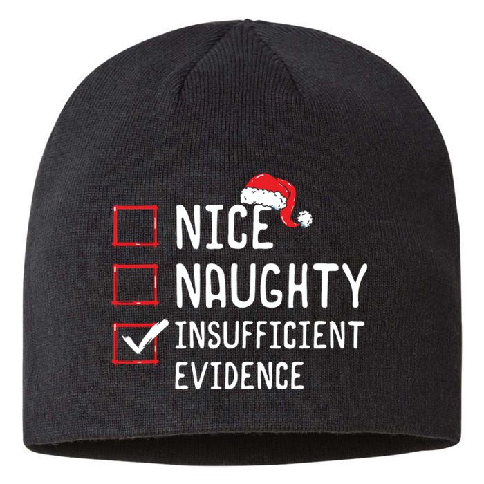 Nice Naughty Insufficient Evidence Christmas List Sustainable Beanie