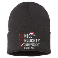 Nice Naughty Insufficient Evidence Christmas List Sustainable Knit Beanie