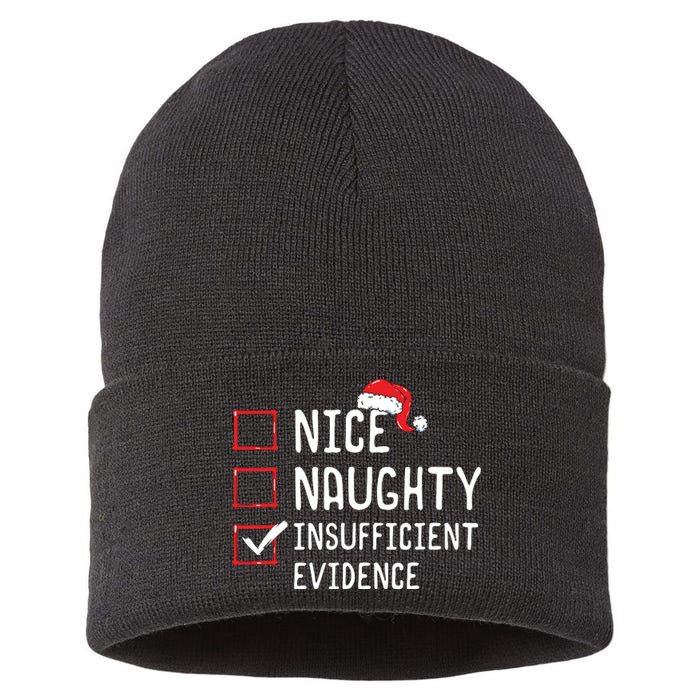 Nice Naughty Insufficient Evidence Christmas List Sustainable Knit Beanie