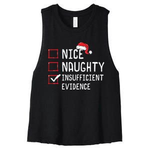 Nice Naughty Insufficient Evidence Christmas List Women's Racerback Cropped Tank