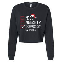 Nice Naughty Insufficient Evidence Christmas List Cropped Pullover Crew