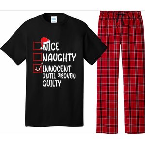 Nice Naughty Innocent Until Proven Guilty Christmas List Funny Gift Pajama Set