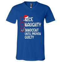 Nice Naughty Innocent Until Proven Guilty Christmas List Funny Gift V-Neck T-Shirt