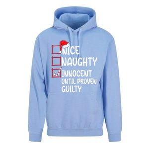 Nice Naughty Innocent Until Proven Guilty Christmas List Funny Gift Unisex Surf Hoodie