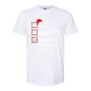 Nice Naughty Innocent Until Proven Guilty Christmas List Funny Gift Softstyle CVC T-Shirt