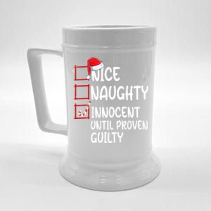 Nice Naughty Innocent Until Proven Guilty Christmas List Funny Gift Beer Stein