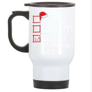 Nice Naughty Innocent Until Proven Guilty Christmas List Funny Gift Stainless Steel Travel Mug