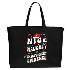 Nice Naughty Insufficient Evidence Family Christmas List Cotton Canvas Jumbo Tote