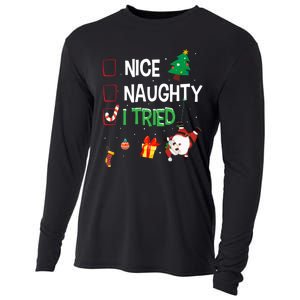 Nice Naughty I Tried SantaS Naughty List Funny Christmas Cooling Performance Long Sleeve Crew