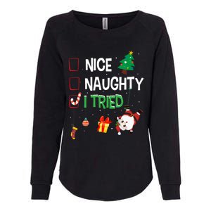 Nice Naughty I Tried SantaS Naughty List Funny Christmas Womens California Wash Sweatshirt