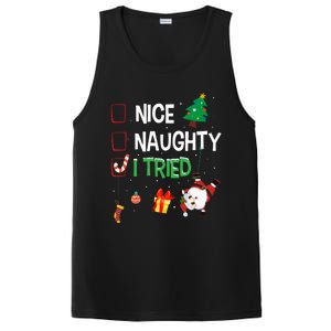 Nice Naughty I Tried SantaS Naughty List Funny Christmas PosiCharge Competitor Tank