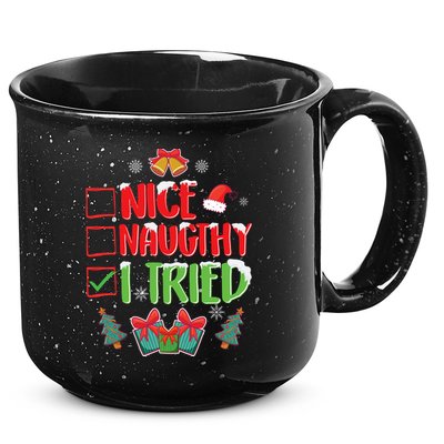 Nice Naughty I Tried SantaS Naughty List Funny Christmas 15oz Campfire Ceramic Mug