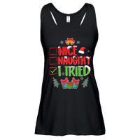 Nice Naughty I Tried SantaS Naughty List Funny Christmas Ladies Essential Flowy Tank