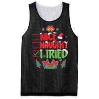 Nice Naughty I Tried SantaS Naughty List Funny Christmas Mesh Reversible Basketball Jersey Tank