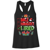 Nice Naughty I Tried SantaS Naughty List Funny Christmas Women's Racerback Tank