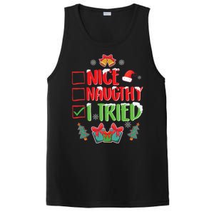 Nice Naughty I Tried SantaS Naughty List Funny Christmas PosiCharge Competitor Tank