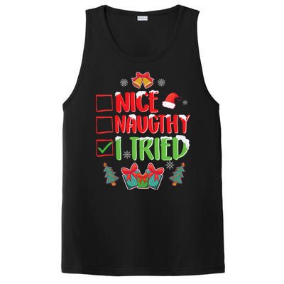 Nice Naughty I Tried SantaS Naughty List Funny Christmas PosiCharge Competitor Tank