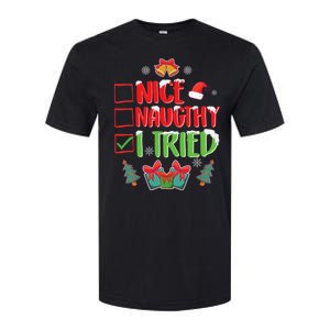 Nice Naughty I Tried SantaS Naughty List Funny Christmas Softstyle CVC T-Shirt