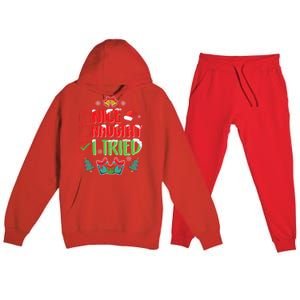 Nice Naughty I Tried SantaS Naughty List Funny Christmas Premium Hooded Sweatsuit Set