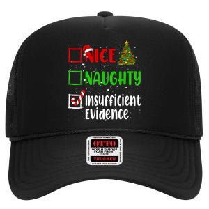 Nice Naughty Insufficient Evidence Christmas List Holiday High Crown Mesh Back Trucker Hat