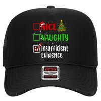 Nice Naughty Insufficient Evidence Christmas List Holiday High Crown Mesh Back Trucker Hat