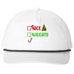 Nice Naughty Insufficient Evidence Christmas List Holiday Snapback Five-Panel Rope Hat