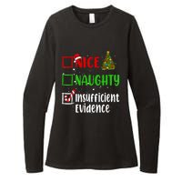 Nice Naughty Insufficient Evidence Christmas List Holiday Womens CVC Long Sleeve Shirt