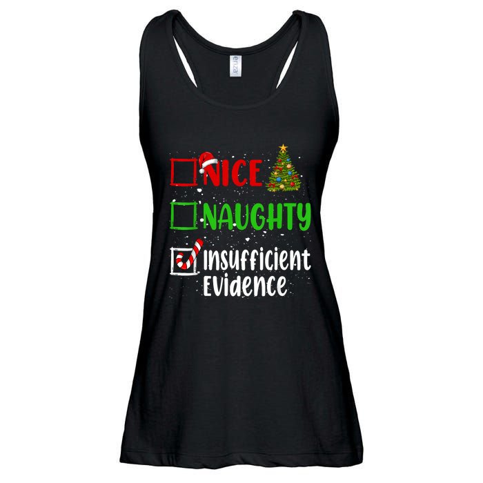 Nice Naughty Insufficient Evidence Christmas List Holiday Ladies Essential Flowy Tank