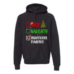 Nice Naughty Insufficient Evidence Christmas List Holiday Premium Hoodie