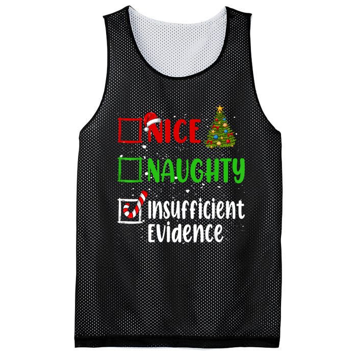 Nice Naughty Insufficient Evidence Christmas List Holiday Mesh Reversible Basketball Jersey Tank