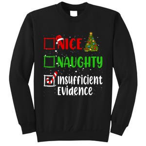 Nice Naughty Insufficient Evidence Christmas List Holiday Tall Sweatshirt