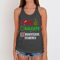 Nice Naughty Insufficient Evidence Christmas List Holiday Women's Knotted Racerback Tank