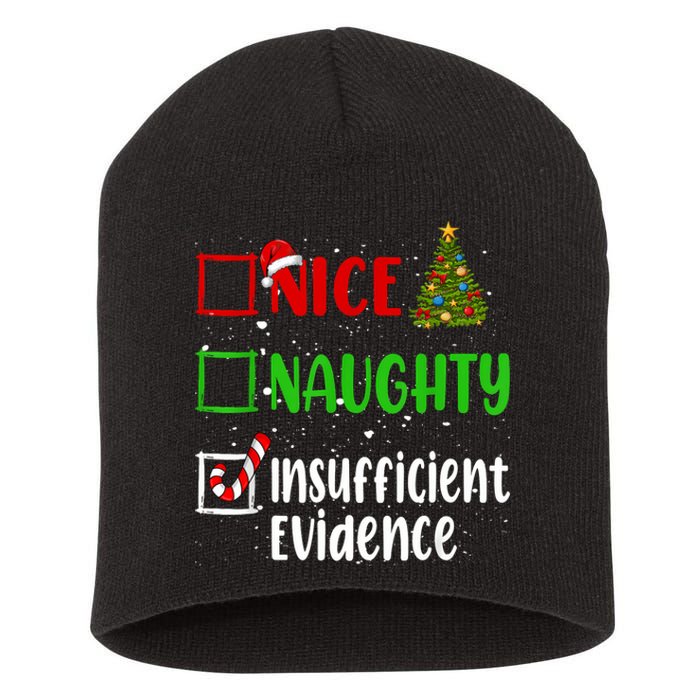 Nice Naughty Insufficient Evidence Christmas List Holiday Short Acrylic Beanie