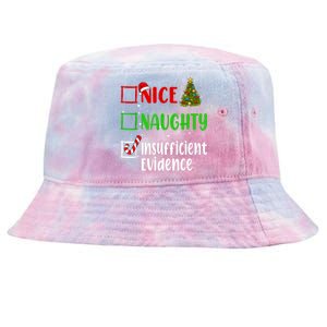 Nice Naughty Insufficient Evidence Christmas List Holiday Tie-Dyed Bucket Hat