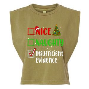 Nice Naughty Insufficient Evidence Christmas List Holiday Garment-Dyed Women's Muscle Tee