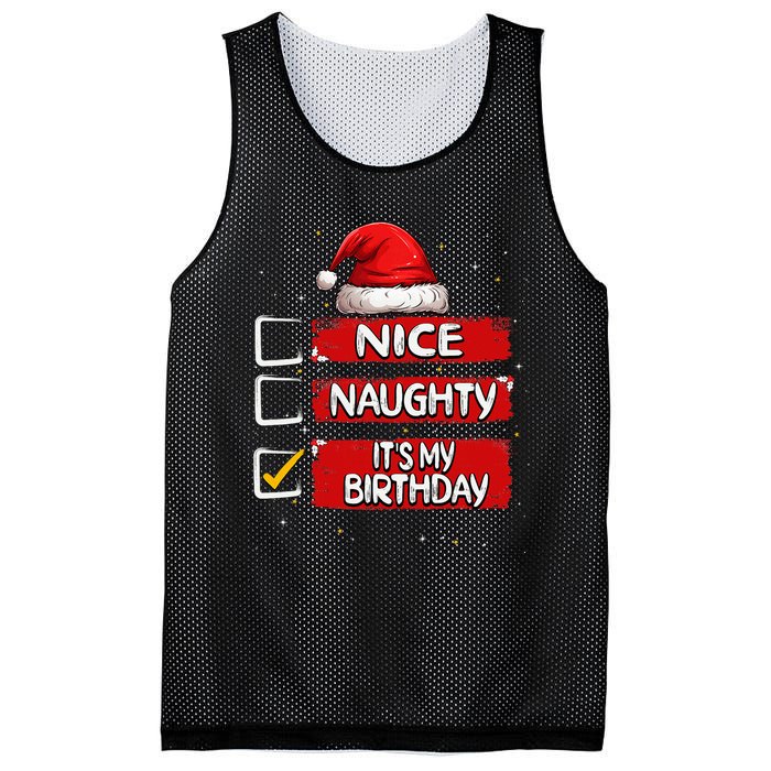 Nice Naughty ItS My Birthday Christmas List Santa Claus Mesh Reversible Basketball Jersey Tank